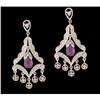Image 1 : 14KW Gold Amethyst/Diamond Dangle Earrings