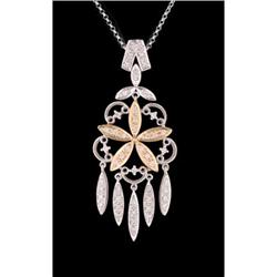 14K Two-Tone Dangling Chandelier Diamond Pendan