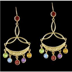 14KY Multi Color Stone Chandelier Earrings