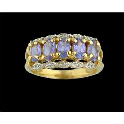 14KY Gold 1.30ct 5 Stone Tanzanite and Diamond 