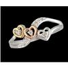Image 1 : 10K Gold Sweet Triple Heart Diamond Ring