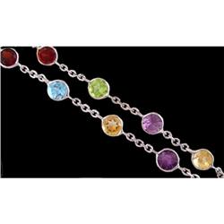 14KW Gold 6.00ct. Multi Color Gemstones Necklac