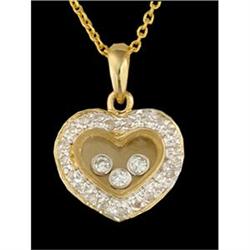 14KY Gold Floating Diamond Heart Pendant