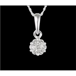 14KW Gold .25ct Invisible Diamond Flower Pendan