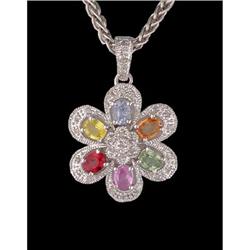 14KW Gold 1.42ct Multi-Sapphire/Diamond Pendant