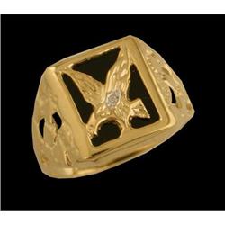 10KY Gold Black Onyx and Diamond Men's Ring