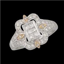 14K White/Yellow Gold .50ct. Deco Style Ring
