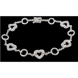 14KW Gold .20ct. Diamond Heart Link Bracelet