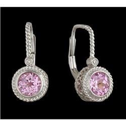 14KW 2.00ct. Pink Topaz Diamond Earring