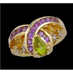 10KY Gold 3.00ct. Multi Color Gemstone / Diamon