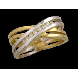 10K Gold  Channel-Set Diamond 'X' Ring