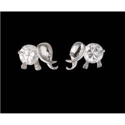 14KW Gold (not plated) Cz Elephant Earrings