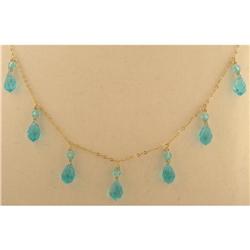 14KY Gold 7.00ct. Blue Topaz Elegant Necklace