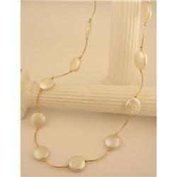 14KY Gold Freshwater Coin Pearl Necklace