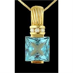 10KY Gold 3.75ct. Blue Topaz/Diamond Necklace