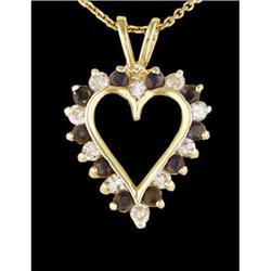 10KY Gold  .65ct. Sapphire / Diamond Pendant
