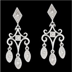 10KW Gold Diamond Dangling Chandelier Earrings