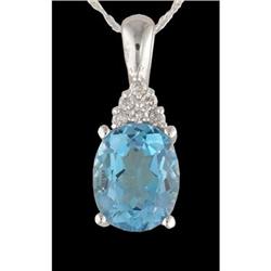 14KW Gold 2.00ct. Blue Topaz Diamond Necklace