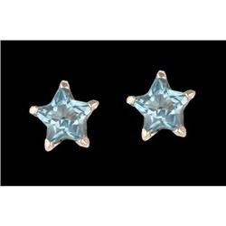 14KW Gold Blue Topaz Star Stud Earrings