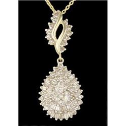 10K Gold  Tear Drop 1.00ct Diamond Pendant