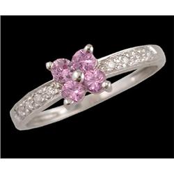 10KW Gold Pretty Pink Sapphire and Diamond Ring