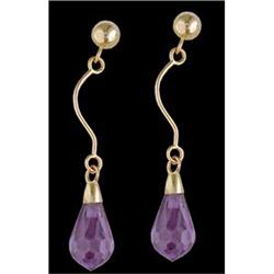 14KY Gold Amethyst Pear Drop Earring