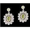 Image 1 : 14KW Gold Dangling Diamond Peridot Earrings