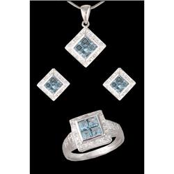 14KW Gold Aquamarine/Diamond Earrings,Pendant,R