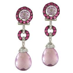 14KW Gold PK. Sapphire Amethyst Diamond Earring