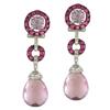 Image 1 : 14KW Gold PK. Sapphire Amethyst Diamond Earring