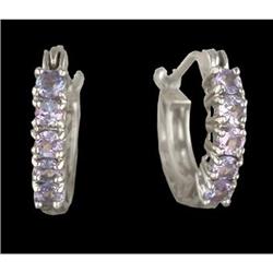 14KW Gold .85ct. Blue Topaz Huggy Earrings