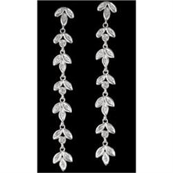 14KW Gold Diamond Leaf Drop Earrings