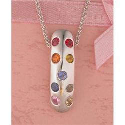 14KW Gold .75ct Genuine Multi Sapphire Pendant
