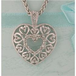 10K White Gold Heart Diamond Pendant