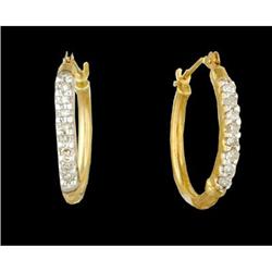 10KY Gold .25ct Diamond Dangling Hoop Earrings