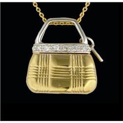 10KY Gold Fancy Pocket Book Diamond Pendant