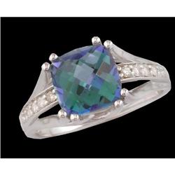10KY Gold  2.50ct. Blue Topaz/Diamond Ring