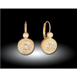 SUPER 14k yellow DIAMOND ROUND EARRING