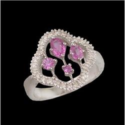 14KW Gold Pink Sapphire and Diamond Ring