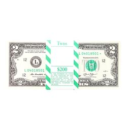 Pack of (100) Consecutive 2013 $2 Federal Reserve STAR Notes San Francisco