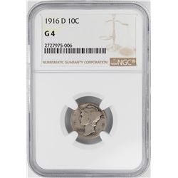 1916-D Mercury Dime Coin NGC G4