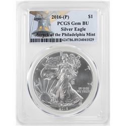 2016-P $1 American Silver Eagle Coin PCGS Gem BU Struck at the Philadelphia Mint