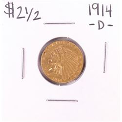 1914-D $2 1/2 Indian Head Quarter Eagle Gold Coin