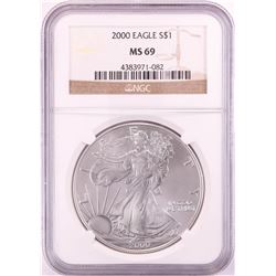 2000 $1 American Silver Eagle Coin NGC MS69