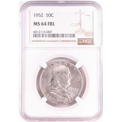 1952 Franklin Half Dollar Coin NGC MS64FBL