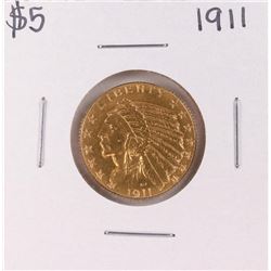 1911 $5 Indian Head Half Eagle Gold Coin