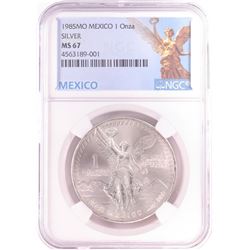 1985Mo Mexico 1 Onza Libertad Silver Coin NGC MS67