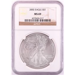 2002 $1 American Silver Eagle Coin NGC MS69
