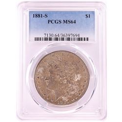 1881-S $1 Morgan Silver Dollar Coin PCGS MS64