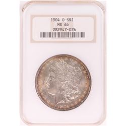 1904-O $1 Morgan Silver Dollar Coin NGC MS65 Nice Toning Old Holder